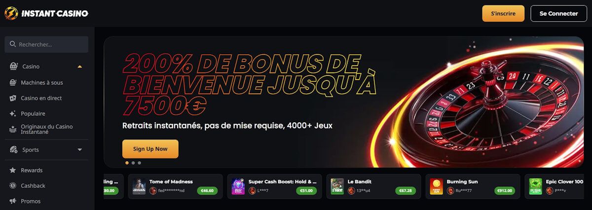 instant casino - casino avec retrait immediat au canada